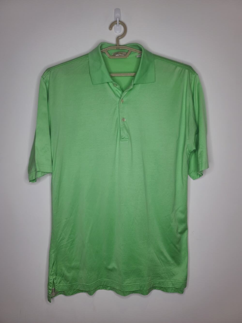 Peter Millar bright green cotton short sleeve polo shirt - large